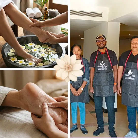 On-site foot massage experience for wedding guests at a wedding event venue in Visakhapatnam